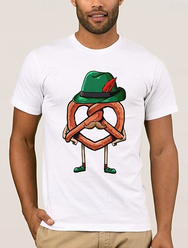  Oktoberfest Totenkopf Brezel T-Shirt Bayerisch München Deutsch Grafik Für Herren Erwachsene Karneval Oktoberfestbier Heißprägen Party Alltagstauglich