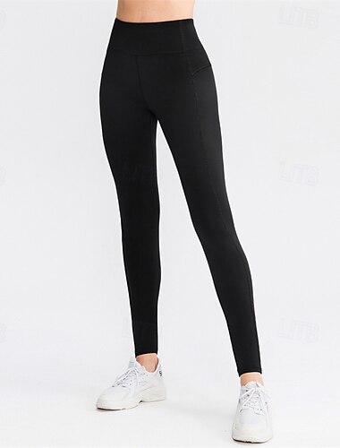  Damen Pilates-Leggings Sporthosen Fitness-Leggings Warm Hohe Taille Pilates Fitnessstudio Zumba Unterteile Schwarz / Orange Schwarz Marinenblau Winter Sport Sportkleidung Mikroelastisch