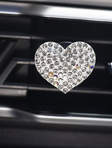  Auto-Entlüftungsclip, Bling-Kristall, Herzform, Charm, universelle Auto-Klimaanlagen-Dekoration