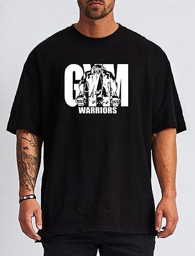  Herren Übergröße T Shirt T-Shirt Rundhalsausschnitt Kurzarm Mode Outdoor Urlaub Täglich Bedruckt Schwarz Weiß Gelb Polyester Bekleidung