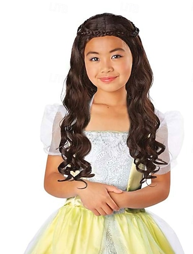  braune verzauberte Prinzessinnenperücke für Kinder, Halloween, Cosplay, Partyperücken