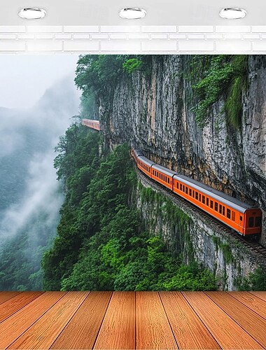  Landschaftszug auf Klippe hängende Wandteppich Kunst großes Wandteppich Mural Dekor Foto Hintergrund Decke Vorhang Wohn- und Schlafzimmerdekoration