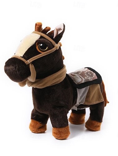  laufendes Pony-Spielzeug, musikalisches, singendes, tanzendes, interaktives, mitlaufendes Plüsch-Spielzeugpferd mit Leine, Pony-Roboter, Stofftier für Jungen und Mädchen ab 3 Jahren