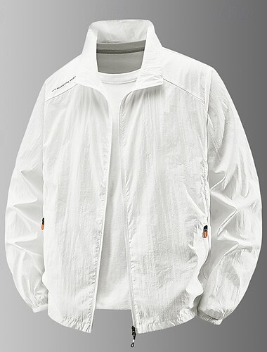  Herren Leichte Jacke Outdoor Lässig Tragbar UV-Sonnenschutz Tasche Sommer Frühling Herbst Einfarbig Aktiv Vintage Umlegekragen Regulär Dunkelgrau Weiß Marineblau Hellgrau Armeegrün Jacken