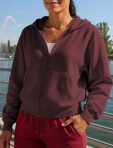  Damen Laufjacke Outdoorjacke Vollreißverschluss Langarm Oberbekleidung Sportlich Baumwolle Sonnenschutz Leicht Atmungsaktiv Tennis Golfspiel Laufen Sportbekleidung Sportkleidung Einfarbig Dunkelgrau