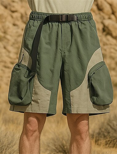  Men's Hiking Shorts sport shorts Patchwork Outdoor Regular Fit Quick Dry Lightweight Breathable Shorts Elastic Waist Black Brown Tennis Golf Running M L XL XXL XXXL