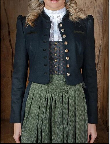  Karneval Oktoberfestbier Kostüm Jacke Trachtenblazer Dienstmädchen Bayerisch Deutsch Wiesn Damen Karneval Bier Festival Stoff im traditionellen Stil Oberteil