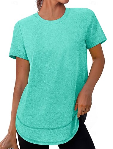  Dam T-shirt Summer Tops Vintage Klassisk Ledigt Kortärmad Rund hals Vanliga toppar Dagligen Sport Utekväll Blå Svart Vit Ljusgrön Grå Sommar