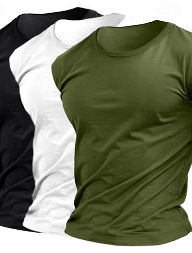 3-teiliges Herren-T-Shirt, feuchtigkeitsableitende Shirts, ärmellos, kurzärmlig, Rundhalsausschnitt, Sommer, einfarbig, sportlich, modisch, leicht, Urlaub, lässig, Urlaubs-Top, Tee für Männer
