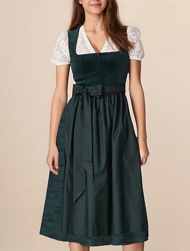  Karneval Oktoberfestbier Kostüm Kleid Dirndl Trachtenkleider Dienstmädchen Bayerisch Deutsch Wiesn Damen Karneval Bier Festival Stoff im traditionellen Stil Kleid