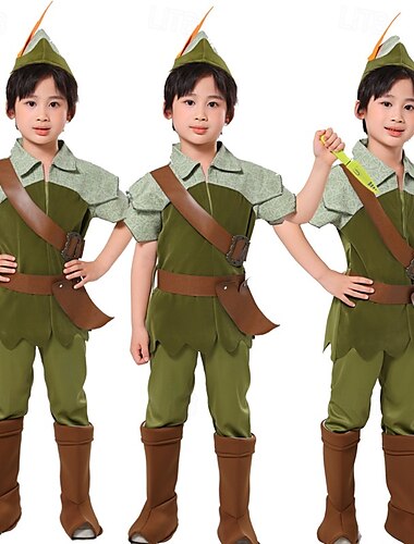  Sprookje Peter Pan & Wendy Elf Verhaalboekpersonages Outfits Kostuum Jongens Kinderen Prestatie Educatieve aankleedspelletjes Schoolfeest aankleden Halloween Carnaval Wereldboekendag Makkelijk