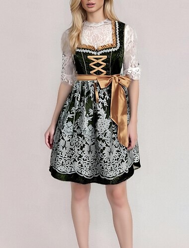  Karneval Oktoberfestbier Kostüm Kleid Dirndl Dienstmädchen Bayerisch Wiesn Damen Party Bier Festival Stoff im traditionellen Stil