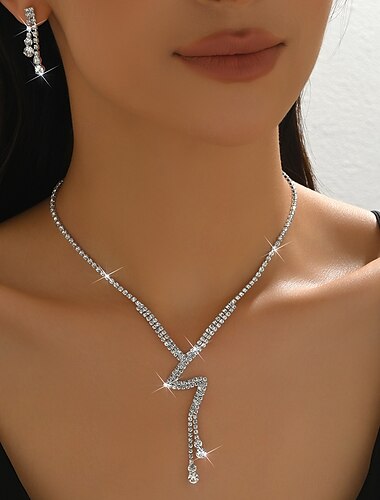  Brud Smyckeset 2 Zirkon 1 Halsband Örhängen Dam Elegant Klassisk Ljuv Vackert Lång Kärlek Dyrbar Smyckeset Till Bröllop Gåva Dagligen