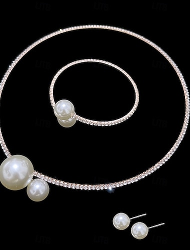  Set di gioielli da sposa 1 Lega Orecchini Collana Braccialetti Per donna Elegante Lusso Carino Geometrico Gioia Geometrico Parure di gioielli Per Feste