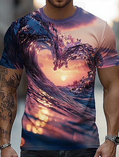  Per uomo Illusione ottica 3D Maglietta Manica Corta maglietta Stampa 3D Girocollo Camicia Esagerato Designer Feste Streetwear Casuale Rosa Blu Viola Estate Primavera Tutte le stagioni Abbigliamento S