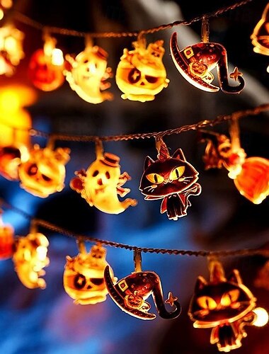  Halloweenské LED dekorativní světla 1,5 m 10 LED na baterie dýňová, duchová, pavoučí, řetězová světla na okno, závěsná, sváteční, párty, domácí dekorace