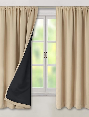  Tende oscuranti complete, tende con rivestimento isolante termico e fonoassorbente, pannelli per finestre per camera da letto o soggiorno, tende oscuranti