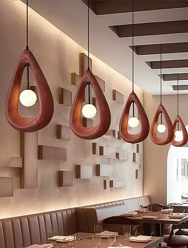  Store moderne pendellamper, japanske wabi-sabi-stil hengende lamper, regndråpeformet lysekrone til spisestue kjøkkenøy gang restaurant, G9 50 cm