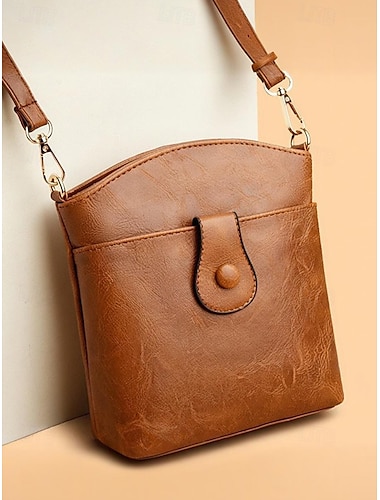  Dámská crossbody kabelka z umělé kůže s několika přihrádkami – vintage ležérní kabelka přes rameno pro každodenní dojíždění, nakupování a cestování
