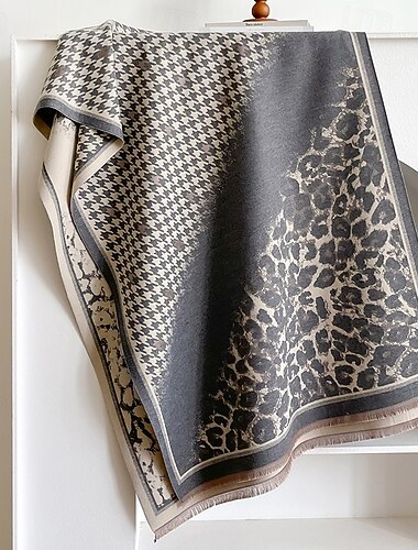  Per donna Sciarpa rettangolare Sciarpe da donna Streetwear Quotidiano Data Grigio Nero Cachi Sciarpa Leopardo
