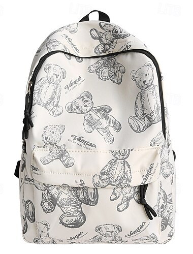  Mochila com estampa de ursinho de pelúcia vermelho para meninas – mochila escolar fofa para adolescentes e para a volta às aulas