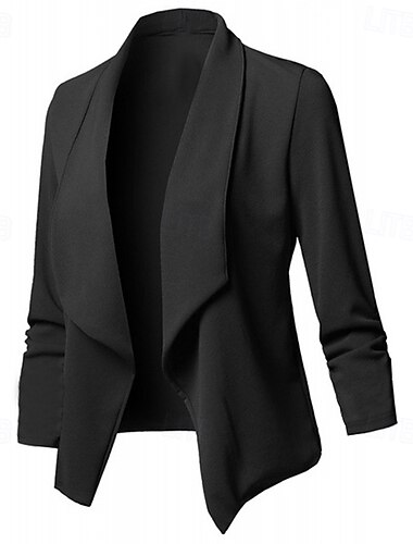  Women's Blazer Comfortable Breathable Slim Fit Fashion Modern Plain Work Daily Regular Turndown Regular Fit Long Sleeve Outerwear Black Green Khaki Spring Fall
