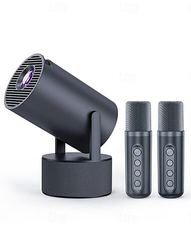  hy-300pro-ktv 20w högtalarprojektor med trådlös mikrofon 4k android 11 dual wifi6 BT5.0 1080p 1280 * 720p hemmabio utomhusprojektor för tidig barndomsutbildning videokonferenser online