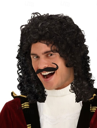  Captain Hook Kostümperücke für Erwachsene – Piratenperücke mit lockigem Haar, perfekt für Halloween, Cosplay &Themenpartys