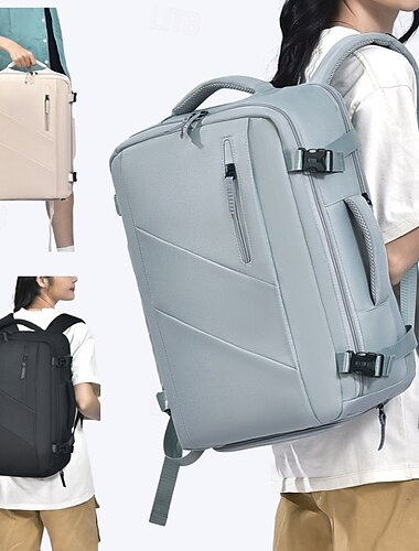  Mochila minimalista para portátil para estudiantes y profesionales: mochila de viaje resistente al agua con gran capacidad y puerto USB.