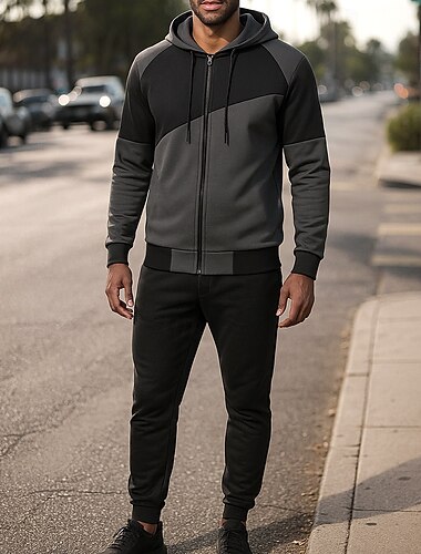  Per uomo Tuta da Ginnastica Pantaloni da Tuta Athleisure Manica Lunga Antivento Palestra Allenamento Corsa abbigliamento sportivo Abbigliamento sportivo Blocco di colori Bianco Rosso Blu