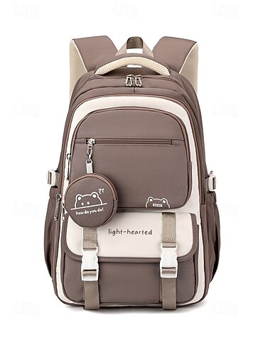  Муж. Жен. рюкзак Портфель Школьный рюкзак Школа Повседневные Сплошной цвет Ткань "Оксфорд" Нейлон Большая вместимость Водонепроницаемость Легкость Кулоны Молнии Черный Розовый Лиловый