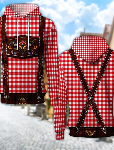  オクトーバーフェスト レーダーホーゼンプリント ディアンドルプリント パーカー Pullover バイエルン ミュンヘン ドイツ語 グラフィック柄 用途 カップル用 男性用 女性用 成人 カーニバル オクトーバーフェスト 3Dプリント パーティー カジュアル／普段着