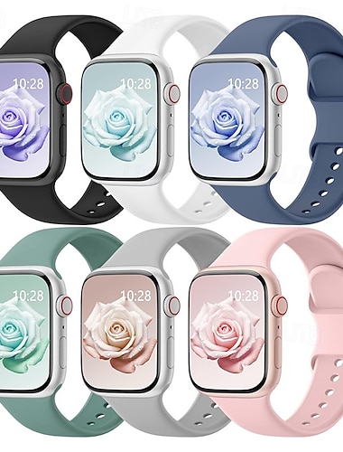  مجموع 6 عصابة الرياضة متوافق مع Apple Watchband 38 مم 40 مم 41 مم 42 مم 44 مم 45 مم 49 مم جميل سيليكون استبدال حزام الساعة إلى iwatch Ultra 2 Series 9 8 7 SE 6 5 4 3 2 1