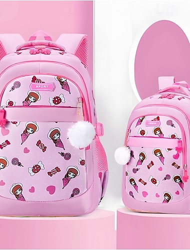  niños Chico Chica mochila Mochila Escolar Mochila funcional mochila escolar mochila Escuela Diario Nailon Ajustable Gran Capacidad Impermeable Cremallera Impresión Negro Rosa Morado