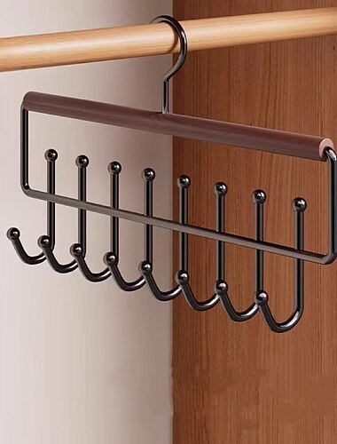  Percha de madera multifuncional con ganchos, ideal para guardar sombreros, ropa interior y camisetas sin mangas, ideal para el hogar, dormitorios, armarios y tiendas de ropa.