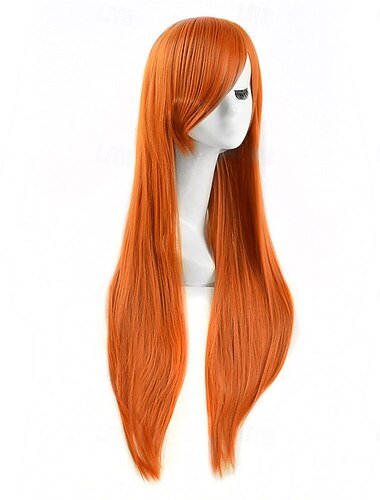  Cosplay Parykker Orange Lige Syntetisk hår Lang Parykker Dame Parykker Til fest