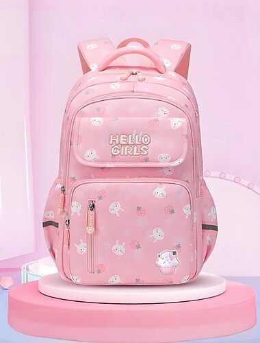  Kinder Mädchen Rucksack Schulranzen Funktionaler Rucksack Schulrucksack Schule Cartoon Polyester Verstellbar Großes Fassungsvermögen Wasserdicht Reißverschluss Rosa Purpur