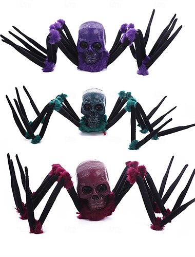  decorazioni spaventose di Halloween, decorazioni di Halloween a forma di ragno gigante con occhi luminosi, zombi strisciante con effetto sonoro per interni ed esterni