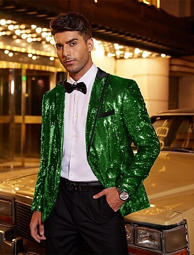  Retro Vintage 1980er Glänzend Metallisch Smoking Anzüge & Blazer Disco Pailletten Herren Karnevalskostüm Weihnachten Halloween Karneval Cocktailparty Themenparty Pride Parade Erwachsene Mantel