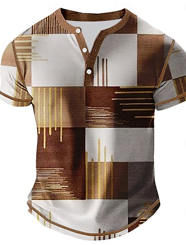  Homens Bloco de cor Camisa Henley Camisetas Manga Curta Vintage Moda Designer Ao ar livre Casual Diário Verão Primavera & Outono Azul Vermelho Roxo Marron Verde Henley Camiseta Henley