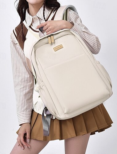  Herren Damen Rucksack Schulranzen Funktionaler Rucksack Schulrucksack Schule Täglich Oxford Verstellbar Großes Fassungsvermögen Leicht Reißverschluss Hellgrau Grün Khaki