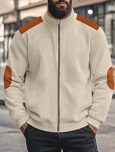  Pánské Mikina Kordura Celorozepínací mikina Meruňková Černá Bílá Námořnická modř Kávová Stojáček Bez vzoru Slátanina Barevné bloky Sporty a outdoor Ležérní Denní Šik ven Chladný Sportovní oblečení