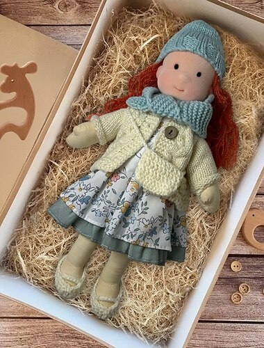  Handmade Waldorf Doll Baby Girl with Clothes Sets - 11.8 Inch Soft Plush Doll for Toddlers Ideal Christmas Gift for Kids
