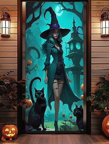  Halloween Ovien Peitteet Ovi Gobeliini Ovisuoja Taustakoriste Ovi Banneri Etuoveen Maalaistalon Loma Juhla Sisä- ja Ulkosisustus Tarvikkeet