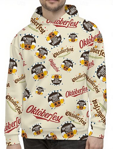  Oktoberfest Birra Pretzel Felpa con cappuccio Maglione bavarese Monaco Tedesco Grafico Per Per uomo Adulti Carnevale Birra Oktoberfest Stampa 3D Feste Casual Quotidiano