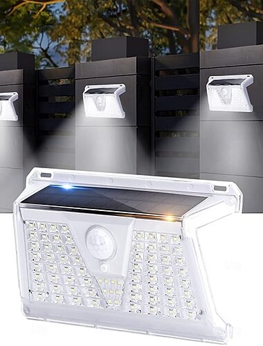  33 73 contas de LED Aigostar luzes solares para uso externo com sensor de movimento 4 modos luz solar à prova d'água ip65 sem fio luzes de parede ao ar livre para jardim garagem varanda escadas