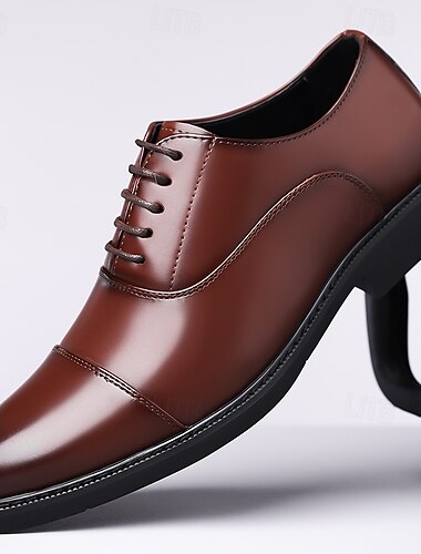  Sapatos sociais Oxford marrons masculinos – design clássico com bico fino para negócios, escritório e eventos formais