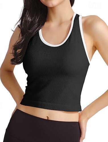  Women's Yoga Bra Sports Tank Top Pilates Bra Underwear Lightwear Breathable Padded Solid / Plain Color Sport Activewear Black White Gym Pilates Running