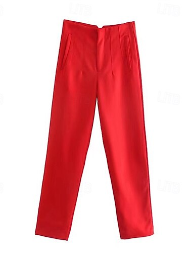  Mujer pantalones de traje Pantalones Moda Ropa de calle Longitud total Alta cintura Plano Transpirabilidad Cómodo Negocio Ropa Cotidiana Marrón Oscuro Gris Claro Negro Blanco Primavera Otoño Ajuste