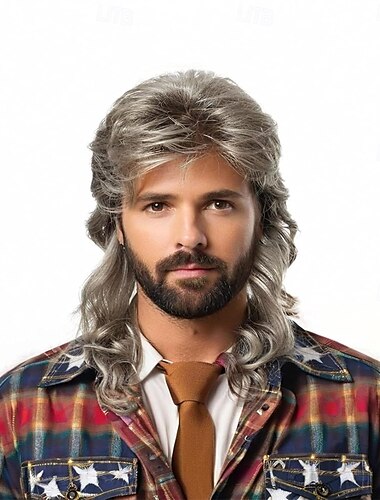  Περούκα mullet για άνδρες, περούκα joe dirt emo, κοστούμια της δεκαετίας του '80, φανταχτερά cosplay για πάρτι για άνδρες, κοστούμια για το Halloween, πανκ ροκ
